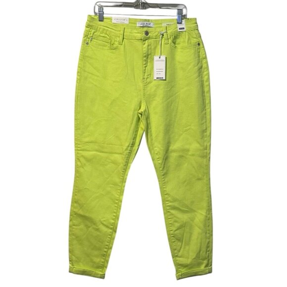 Judy Blue High Waist Slim Fit Neon Green Jeans Size 15/32 JB88456 Beach Vacation - Picture 1 of 16